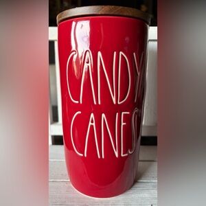 Rae Dunn Red “Candy Cane” Holiday Cellar